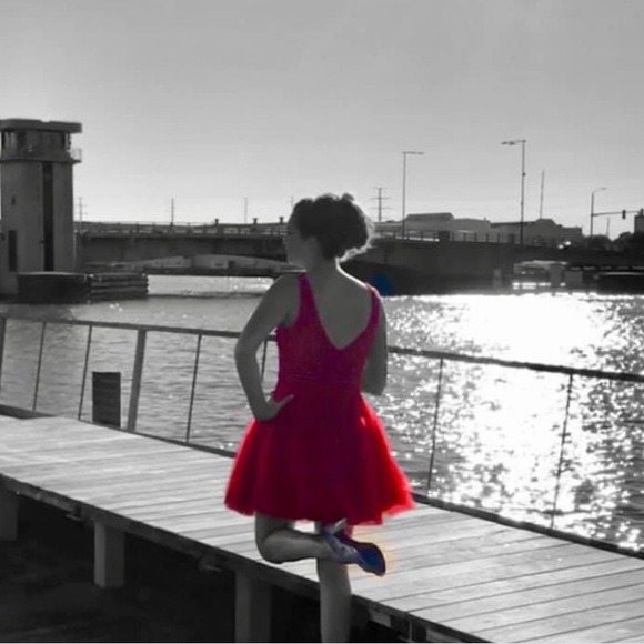 Red V-Neck Homecoming Dress - Picture 5 of 5